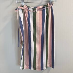 Marine Layer Striped Wrap Skirt with Side Button Size S